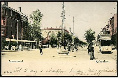Købh., Aaboulevarden med sporvogn no. 36. C.R. no. 107.