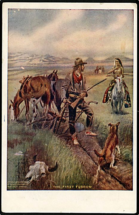 The first furrow. Nybygger og indianer. W. T. Ridgley Calendar Co. u/no.