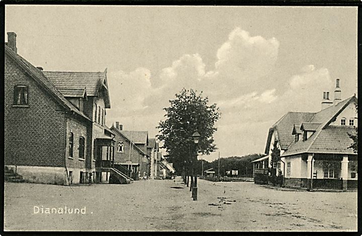 Dianalund, gadeparti og jernbanestation. Chr. Hansen, Vedde u/no.