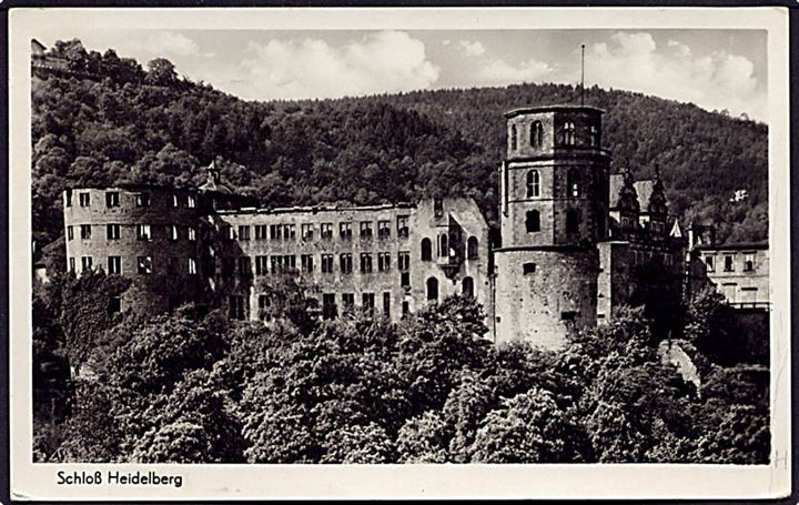 15 pfennig brun på postkort Heidelberg d.9.11.1939 til København. Reklame for festspillene.