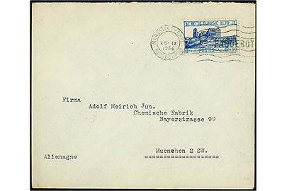 1,50 fr. single på brev fra Tunis annulleret med fransk skibsstempel Marseille-Gare / Paquebot d. 28.9.1934 til München, Tyskland.