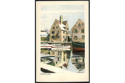 Købh., Chrstianshavns kanal. Tegnet kort af Hans Kristiansen. Eget forlag u/no. 