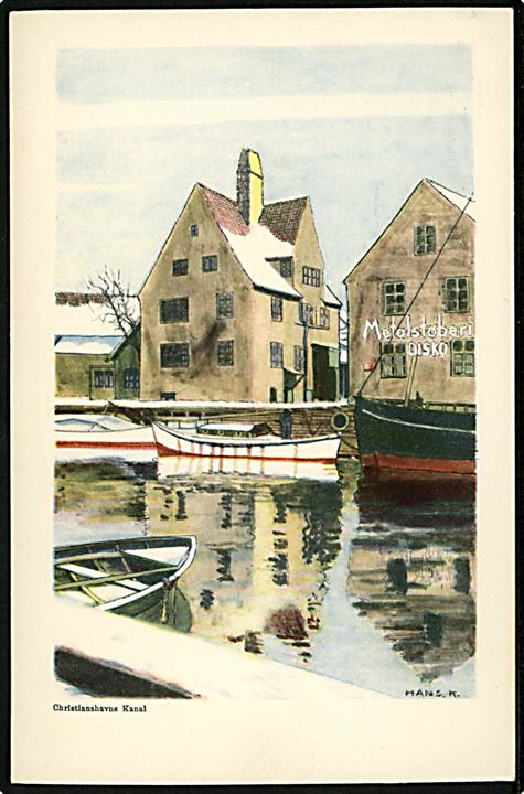 Købh., Chrstianshavns kanal. Tegnet kort af Hans Kristiansen. Eget forlag u/no. 