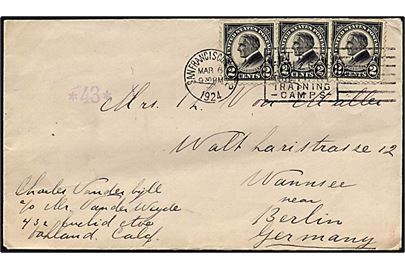 6 cent på brev San Francisco d. 6.3.1924 til Berlin.