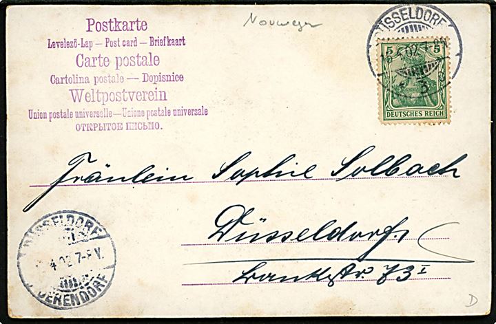 Max Müller: Aftonstämning. Kartonkort anvendt som brevkort i Tyskland 1902.