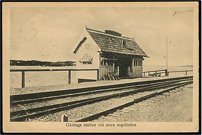 Gåshaga station ved Store Segelleden. Svensk Litografiska AB u/no. 