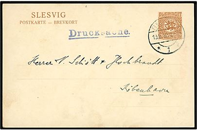7½ pfg. Fælles udg. helsagsbrevkort sendt som tryksag fra Flensburg *1k d. 19.2.1920 til København, Danmark.