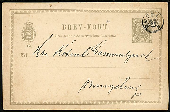 3 øre helsagsbrevkort dateret d. 23.6.1897 annulleret med stjernestempel RUDME til Brangstrup.
