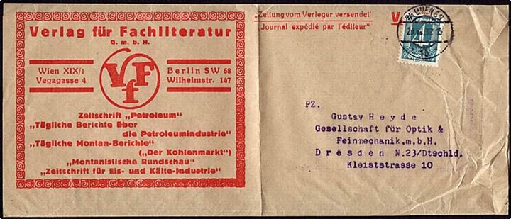 4 groschen blå på forretningsbrev fra Østrig d. 29.6.1932 til Dresden.