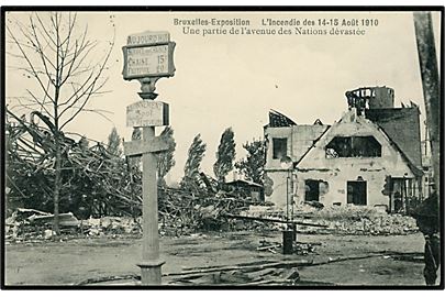 Bruxelles udstillingen efter branden d. 14.08.1910. (l'incendie, une partie de l'avenue des nations dévastée).