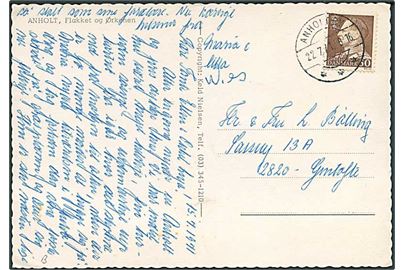 50 øre Fr. IX på brevkort stemplet Anholt By d. 22.7.1971 til GTentofte.