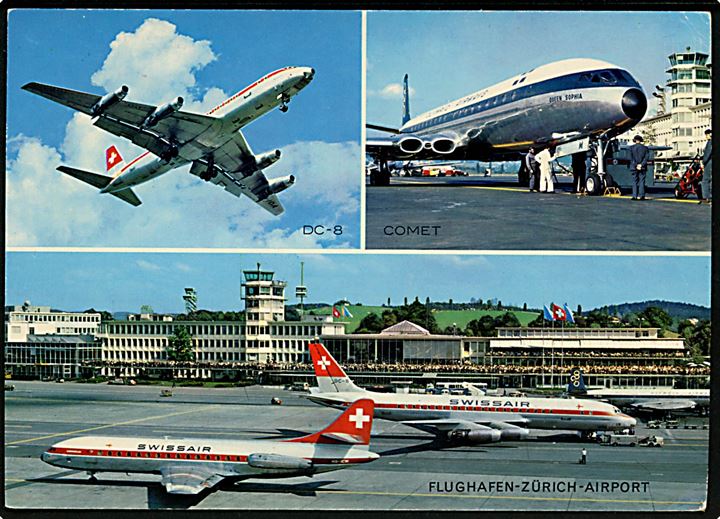 Ufrankeret manøvre feltpostkort (Flughafen Zürich med DC8, Comet) dateret d. 17.12.1970 og stempel SCHÜTZEN KP. / II 4 / * Feldpost * til Oberbüren.