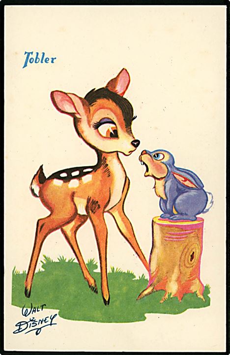 Walt Disney. Stampe og Kaninen fra Bambi. Fransk reklame fra 50'erne, for “Tobler” chokolade. Georges Lang, Paris u/no.