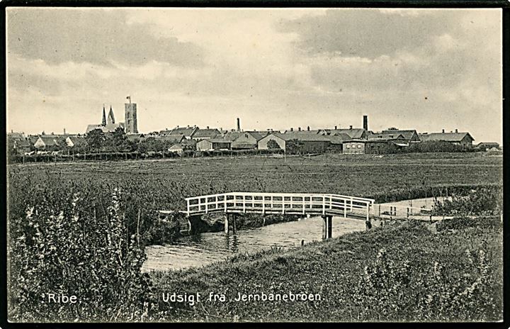Ribe. Udsigt fra Jernbanebroen. Stenders no. 1891.