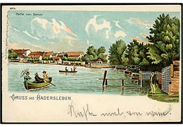 Haderslev, Gruss aus med sejlads på dammen. Rosenblatt no. 6304.