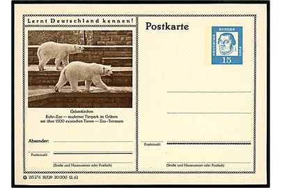 Isbjørne i Gelsenkirchen zoo. 15 pfg. Luther illustreret helsagsbrevkort Lernt Deutschland kennen!. 