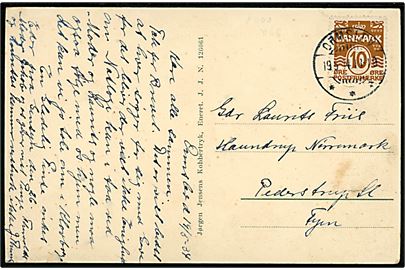 10 øre Bølgelinie på brevkort annulleret med brotype Ic Ormslev d. 19.5.1934 til Pederstrup.