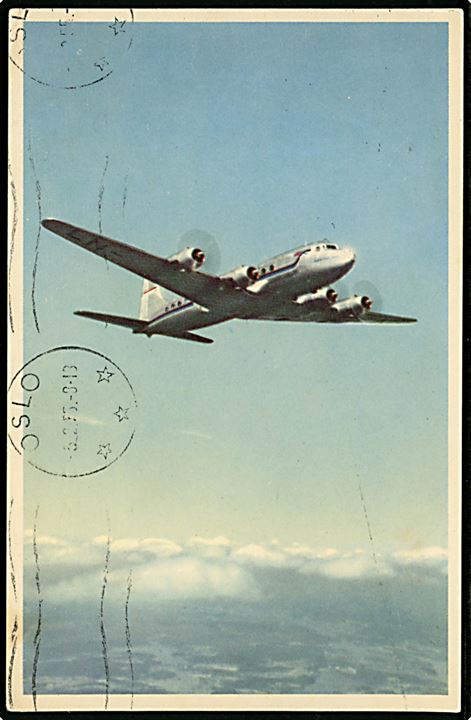 Douglas DC-6 maskine fra SAS. Reklamekort u/no.