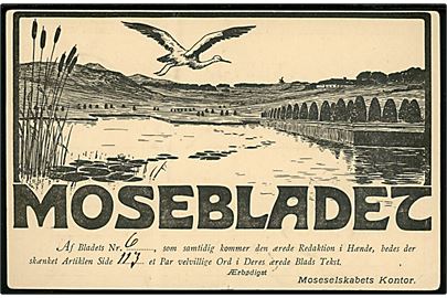 Mosebladet illustreret reklametiltryk på 5 øre Chr. IX helsagsbrevkort fra Sparkjær d. 30.11.1906 til Ribe. Lodret fold.