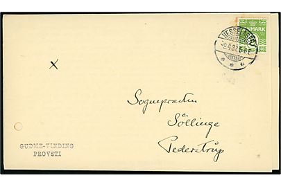 5 øre Bølgelinie på tryksag annulleret med brotype Ia Hesselager d. 9.4.1932 til Søllinge pr. Pederstrup.