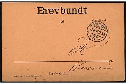 Brevbundt vignet - formular Nr. 97. b 38. (15/10 95.) - med brotype Ia Maribo d. 24.6.1897 til København K.