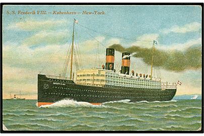 Frederik VIII, S/S, Skandinavien Amerika Linie på ruten København - New York. U/no. Har været opklæbet.