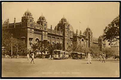Indien, General Post Office med sporvogne. Tucks & Son no. 2176.