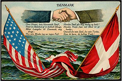 Denmark - Hands across the Sea - med dansk og amerikansk flag. F. Peterson u/no.