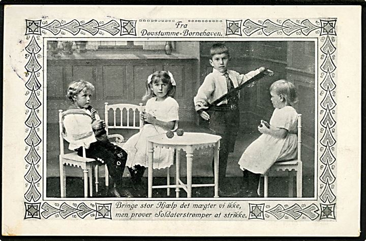 5 øre SF helsagsafklip anvendt som frankering på brevkort dateret i Vanløse og stemplet Kjøbenhavn B. d. 9.4.1915 til København F.