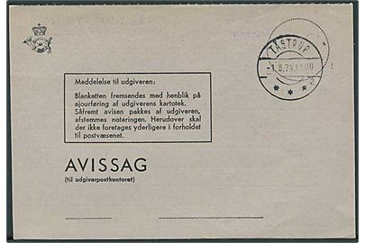 Avissag - Lokal-Omflytning formular M 91 (3-72 A6) stemplet Tåstrup d. 1.8.1974.