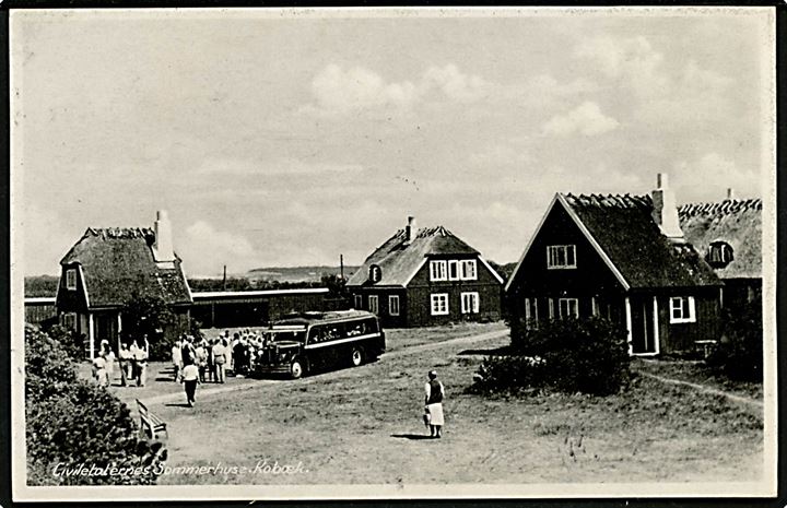Kobæk, Civiletatens Sommerhuse med rutebil. Stenders no. 86166.
