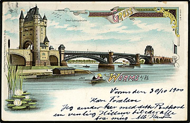 Tyskland, Gruss aus Worms a. Rh. med bro. 