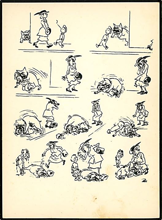 Herluf Bidstrup: Humanisme, satirisk postkort udgivet i USSR 1964. 