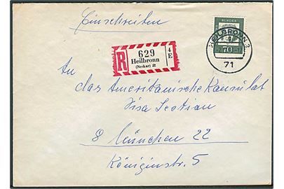 70 pfg. Beethoven single på anbefalet brev fra Heilbronn d. 2.12.1963 til München.