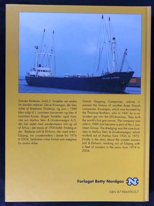 Danske Rederier af Bent Mikkelsen. Bind 3: Korsangas/Trans Korsan Brdr. Tholstrup, Aarhus Sten- & Gruskompagni og Juhl & Ehrhorn. 224 sider.