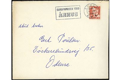 30 øre Fr. IX på brev annulleret med TMS Europaprisen 1960 Århus / Århus *** d. 30.6.1961 til Odense.