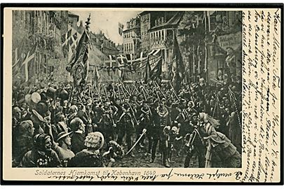 3-års krigen. Soldaternes Hjemkomst til København 1849 efter maleri af Otto Bache. U/no.