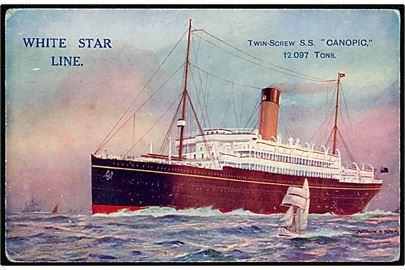 Canopic, S/S, White Star Line, Liverpool. Tegnet af Montague B. Black.