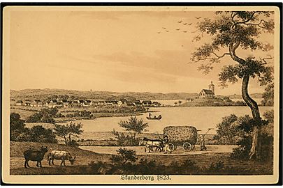Skanderborg i 1823. Stenders serie Fra gamle Dage no. 26928.