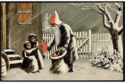 Ludvig Møgelgaard. Julemand deler gaver ud. A. Vincent serie no. 112/7.