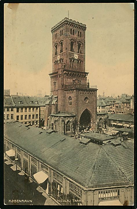Købh., Nicolaj kirke med tårnet. Fotograf Orla Bock. A. Vincent no. 590.