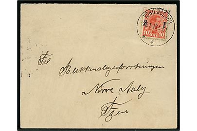 10 øre Soldaterfrimærke på brev fra menig ved 19. Batl. 1 Kmp. i Vordingborg d. 26.7.1918 til Nørre Aaby. 