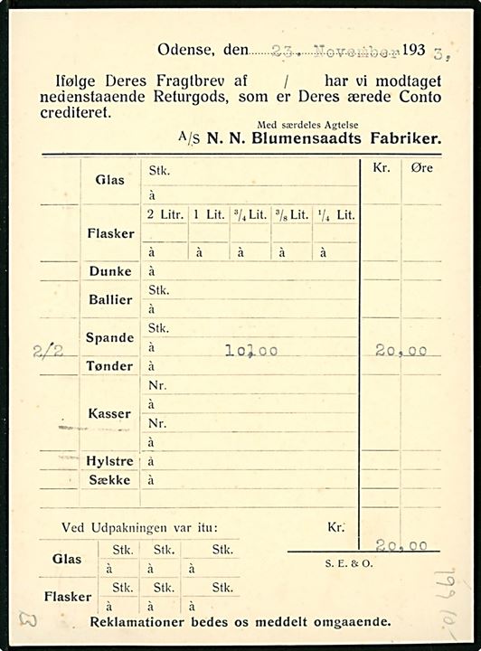 5 øre Bølgelinie tysk papir single på tryksagskort fra Odense d. 24.11.1933 til Aarup.