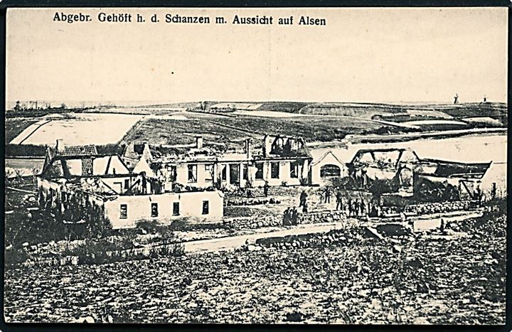 Krigen 1864. Ødelæggelser ved Dybbøl i 1864. U/no.