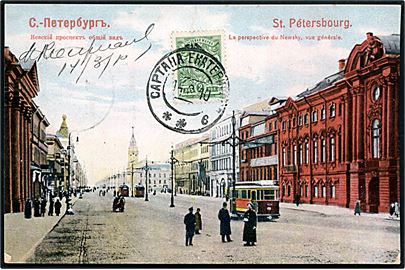 Rusland, St. Petersborg, Newsky Prospekt med sporvogn. 