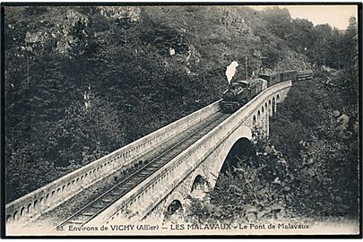 Frankrig, Malavaux-broen med damptog. 