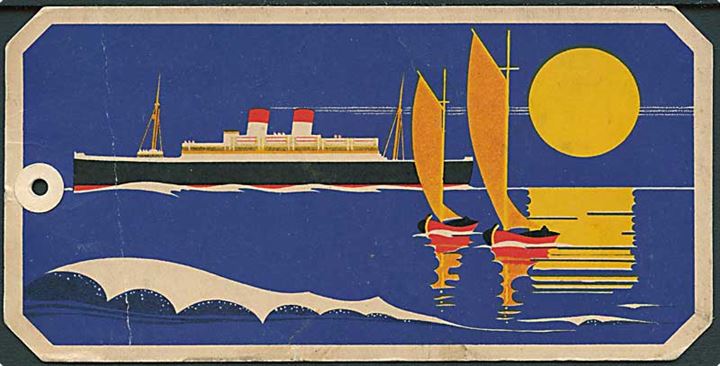 Bagage-mærke fra tyske rederi Hamburg-Südamerikanische Dampfschifffahrts-Gesellschaft. Ca. 1920'erne.
