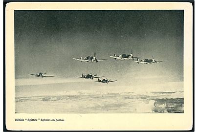 Royal Air Force Spitfire maskiner. Propagandakort.