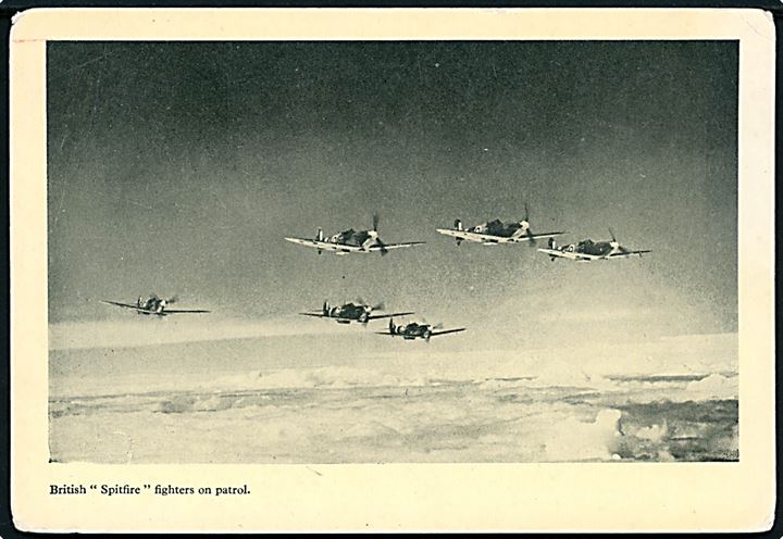 Royal Air Force Spitfire maskiner. Propagandakort.