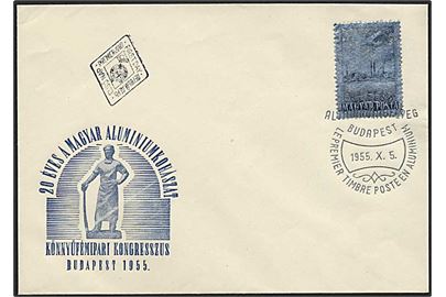 5 Ft. luftpostmærke på brev fra Budapest d. 5.10.1955.